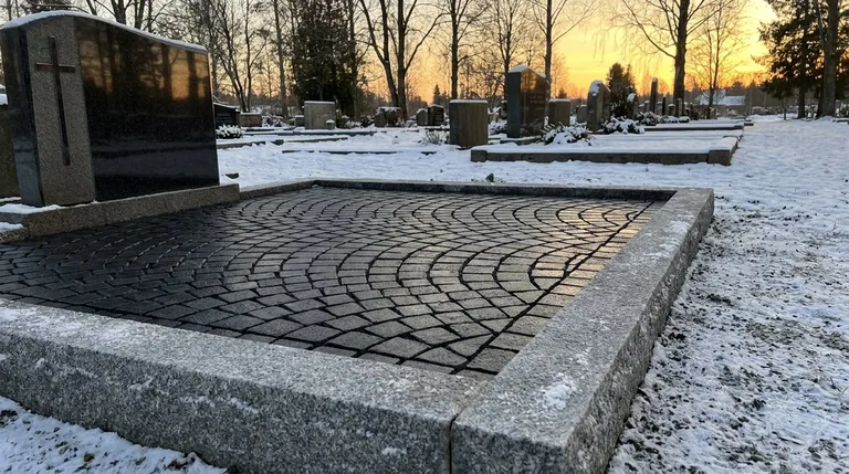 Гранитная брусчатка на могильном участке, образец ПМ005 в Воронеже