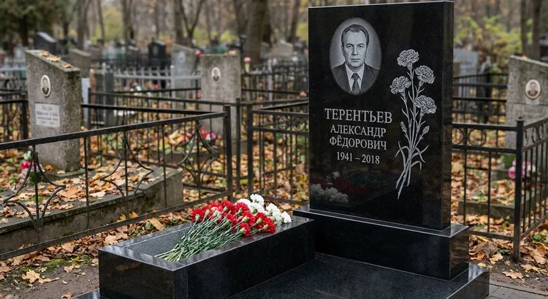 Памятник с гравировкой гвоздик — выполненная работа «Терентьев» в Воронеже