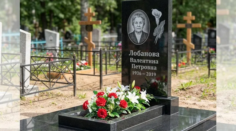 Памятник с гравировкой калл — выполненная работа «Лобанова» в Воронеже