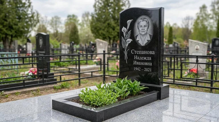 Памятник с гравировкой калл — выполненная работа «Степанова» в Воронеже