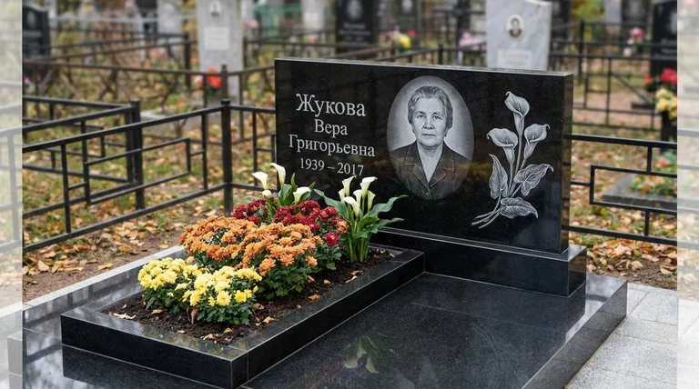 Памятник с гравировкой калл — выполненная работа «Жукова» в Воронеже