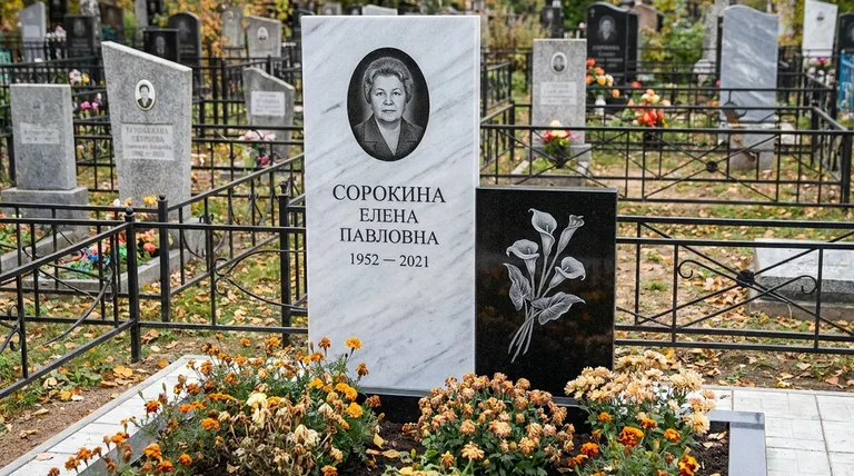 Памятник с гравировкой калл — выполненная работа «Сорокина» в Воронеже