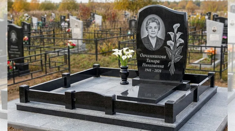 Памятник с гравировкой калл — выполненная работа «Овчинникова» в Воронеже