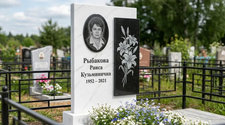Памятник с гравировкой лилий — выполненная работа «Рыбакова» в Воронеже