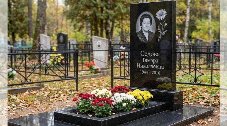 Памятник с гравировкой ромашек — выполненная работа «Седова» в Воронеже