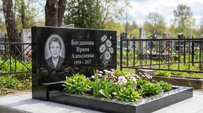 Памятник с гравировкой ромашек — выполненная работа «Богданова» в Воронеже