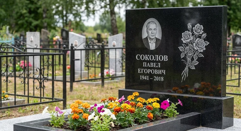 Гравировка роз на памятник в Воронеже — пример работы на граните