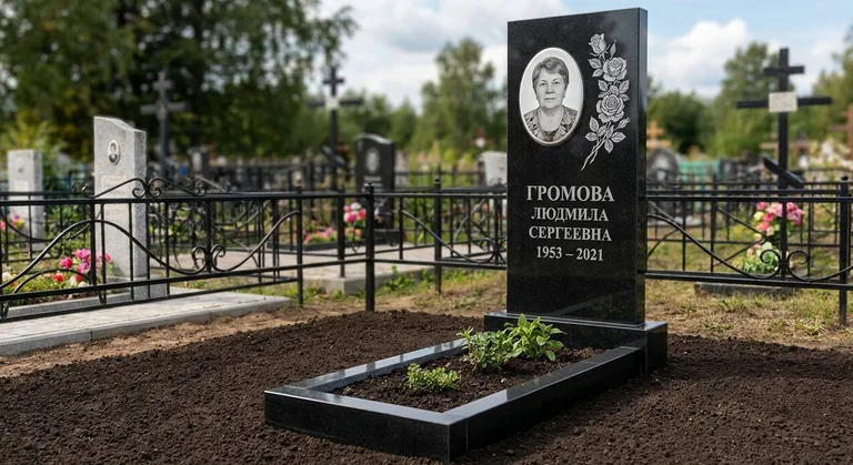 Памятник с гравировкой роз — выполненная работа «Громова» в Воронеже
