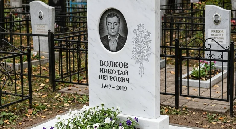 Памятник с гравировкой роз — выполненная работа «Волков» в Воронеже
