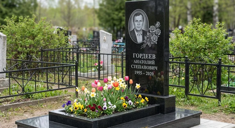 Памятник с гравировкой роз — выполненная работа «Гордеев» в Воронеже