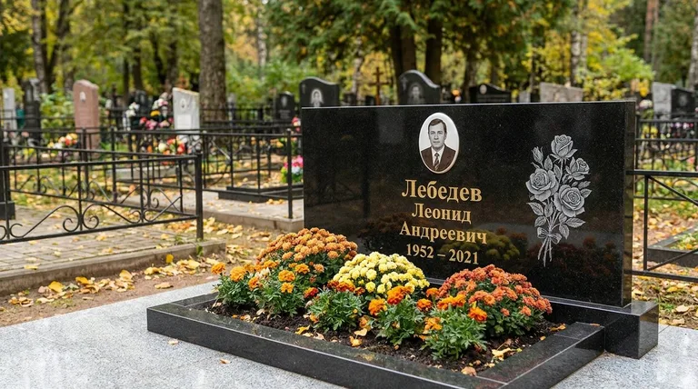 Памятник с гравировкой роз — выполненная работа «Лебедев» в Воронеже