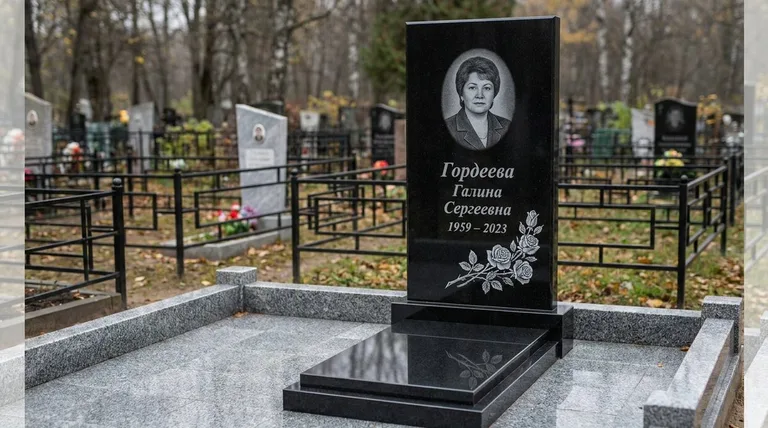 Памятник с гравировкой роз — выполненная работа «Гордеева» в Воронеже