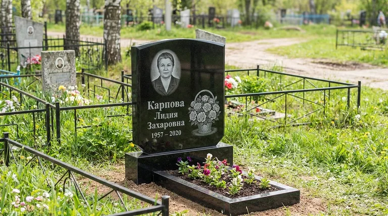 Памятник с гравировкой роз — выполненная работа «Карпова» в Воронеже