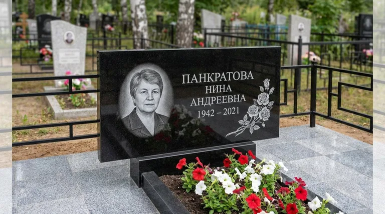 Памятник с гравировкой роз — выполненная работа «Панкратова» в Воронеже
