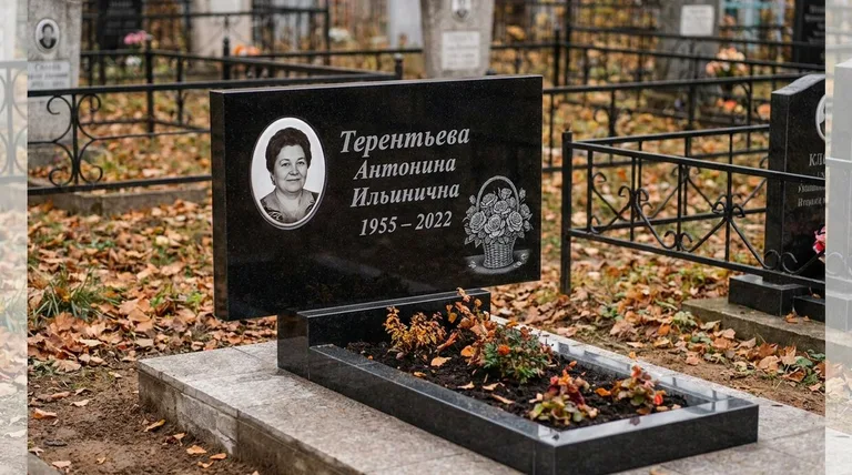 Памятник с гравировкой роз — выполненная работа «Терентьева» в Воронеже