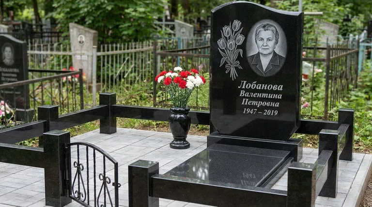 Памятник с гравировкой тюльпанов — выполненная работа «Лобанова» в Воронеже
