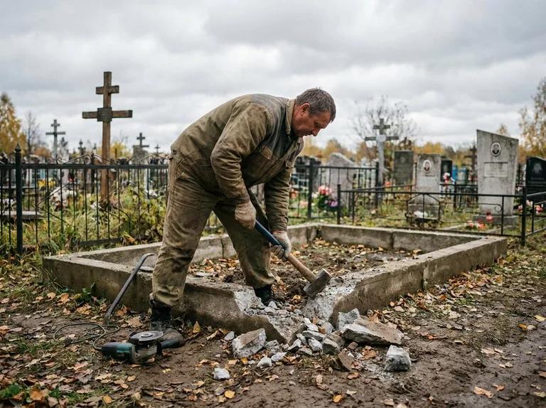 Демонтаж цветника на могиле в Воронеже