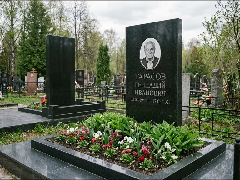 Керамический портрет на габбро-диабазе в Воронеже