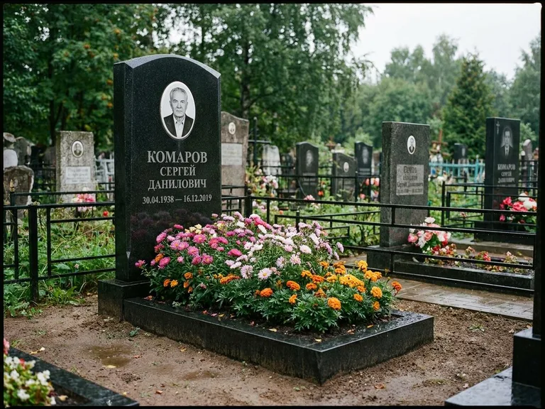 Портрет на керамике — семейный памятник в Воронеже