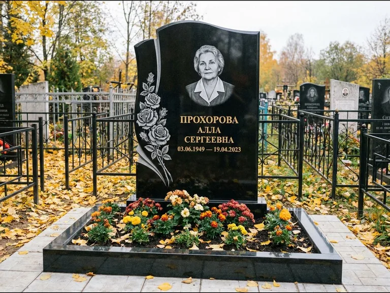 Гравировка портрета на чёрном граните — выполненная работа 20 в Воронеже