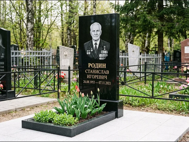 Гравировка портрета на чёрном граните — выполненная работа 21 в Воронеже