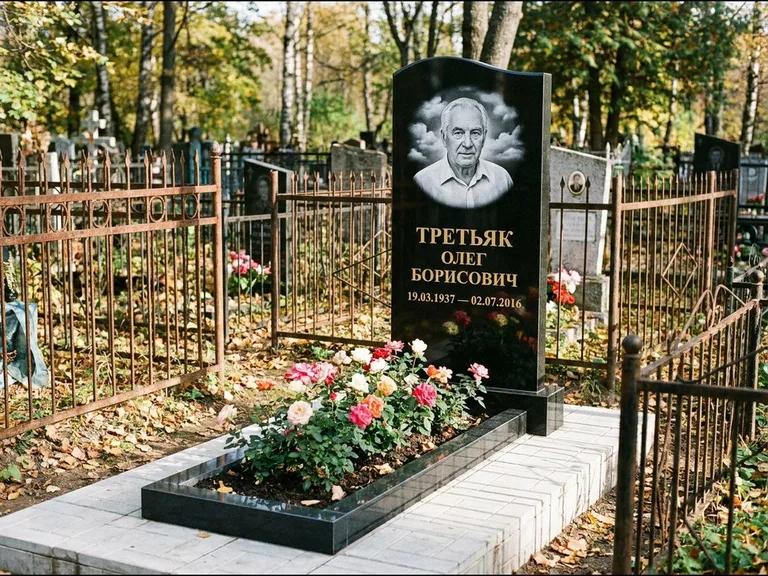 Гравировка портрета на чёрном граните — выполненная работа 23 в Воронеже