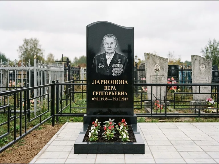 Гравировка портрета на чёрном граните — выполненная работа 28 в Воронеже