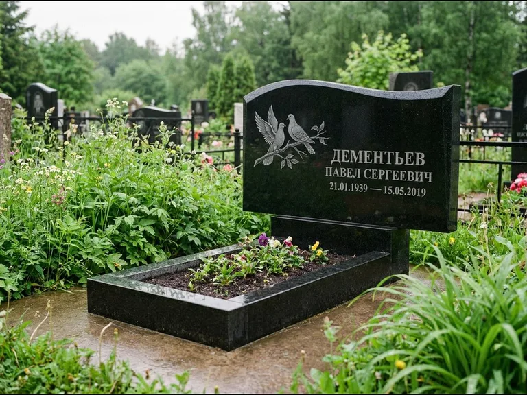Памятник с гравировкой голубей — гравировка голубей, работа «Дементьев» в Воронеже