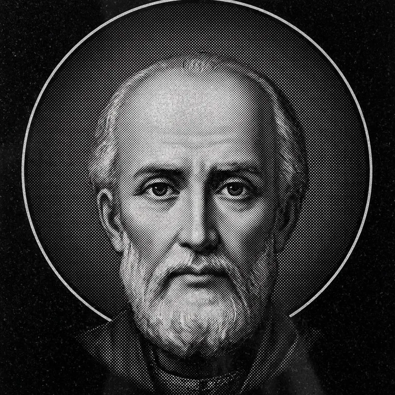 Эскиз иконы: Николай Чудотворец (полутон) — объёмный лик святителя, гравировка на памятник в Воронеже