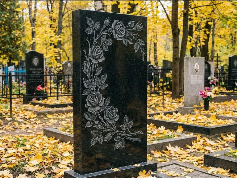 Цветы и орнамент — гравировка с выездом на кладбище в Воронеже