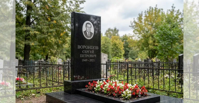 Гранитный памятник с портретом, Памятники мастерской «Мастер Каменев» на кладбищах Воронежа