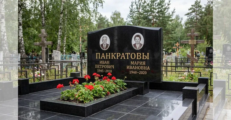 Гранитный памятник с портретом, Памятники мастерской «Мастер Каменев» на кладбищах Воронежа