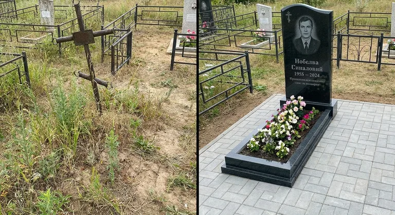 Памятник под ключ: запущенная могила до и ухоженный мемориал после в Воронеже