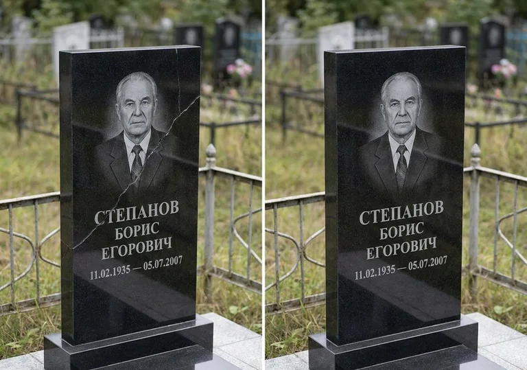 Восстановление надписи и портрета на памятнике: до и после в Воронеже