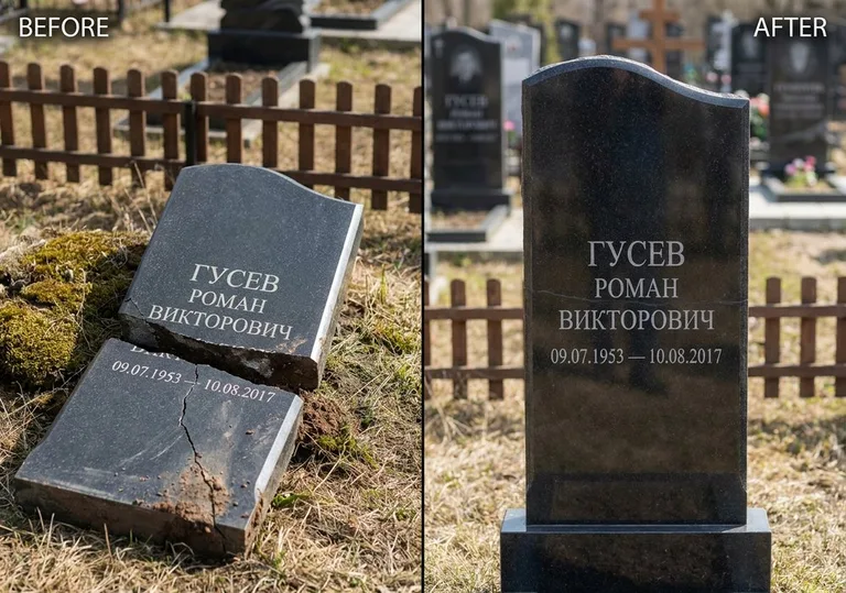 Склейка расколотого памятника: до и после в Воронеже