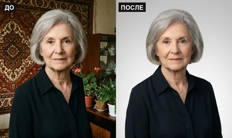 Ретушь фото на памятник — замена фона: до и после в Воронеже