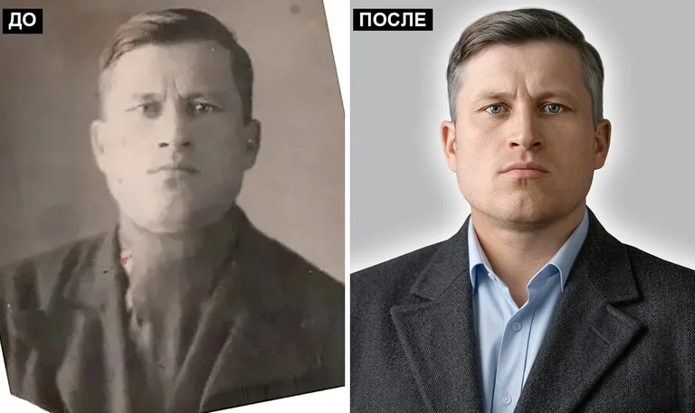 Ретушь фото на памятник — замена одежды: до и после в Воронеже