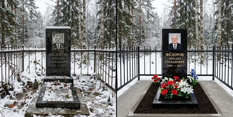 Диптих №20: тротуарная плитка вокруг памятника отмыта аппаратом высокого давления в Воронеже