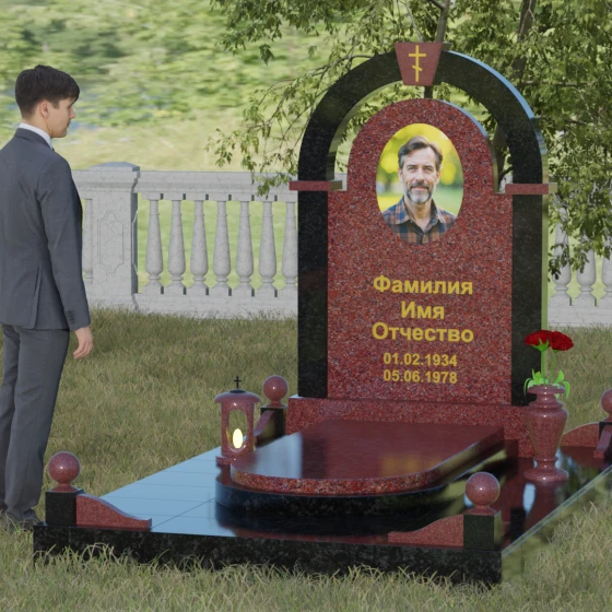 Вертикальный православный комбинированный комплекс в Ставрополе, гранит Лезниковский, вид 4