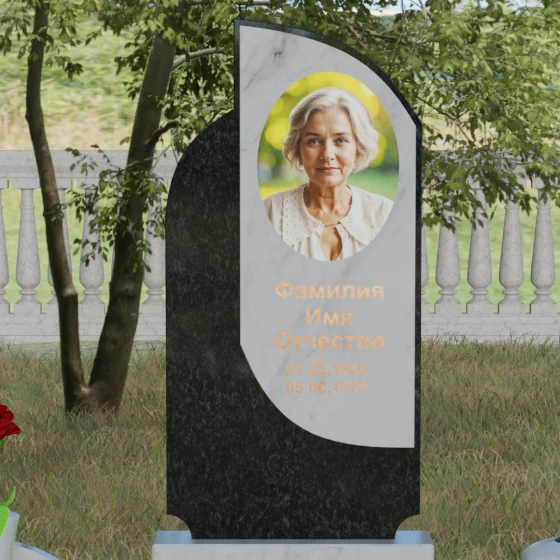 Вертикальный комбинированный памятник на одного во Владивостоке, мрамор Тассос