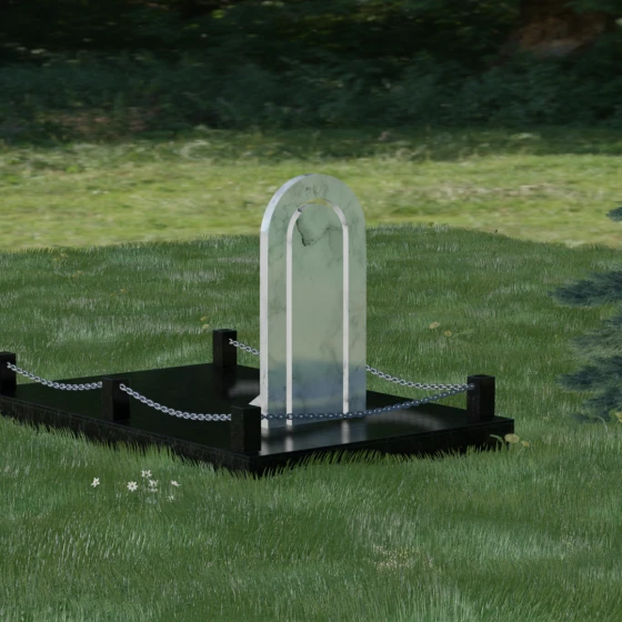 Светский вертикальный гранитный памятник в Липецке, мрамор Тассос, вид 3