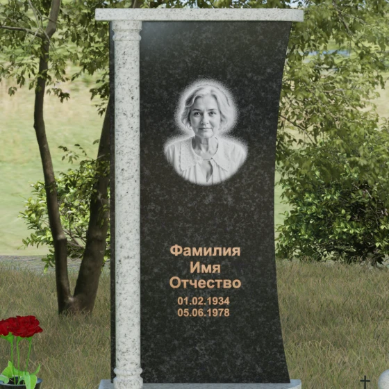 Вертикальный комбинированный памятник светский во Владивостоке, гранит Габбро-диабаз