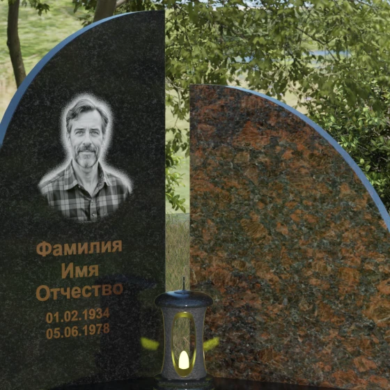 Светский комбинированный памятник вертикальный во Владивостоке, гранит Габбро-диабаз