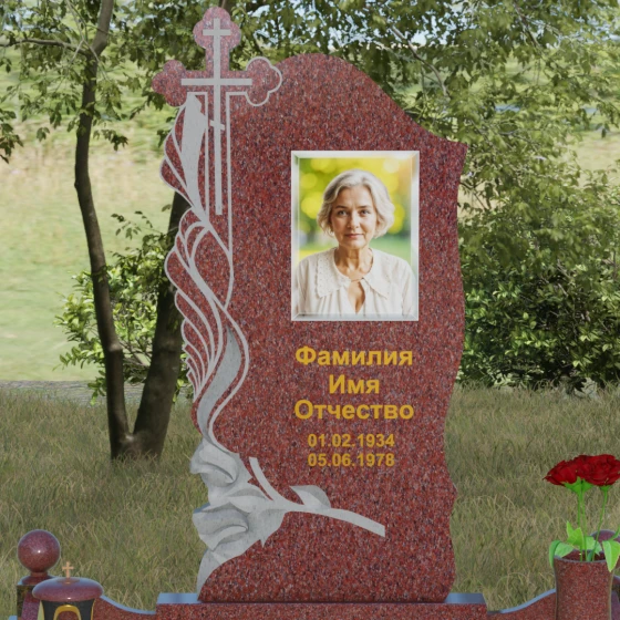 Православный комбинированный памятник с крестом в Белгороде, гранит Лезниковский
