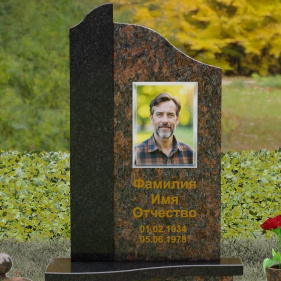 Комбинированный светский памятник в Воронеже, гранит Дымовский