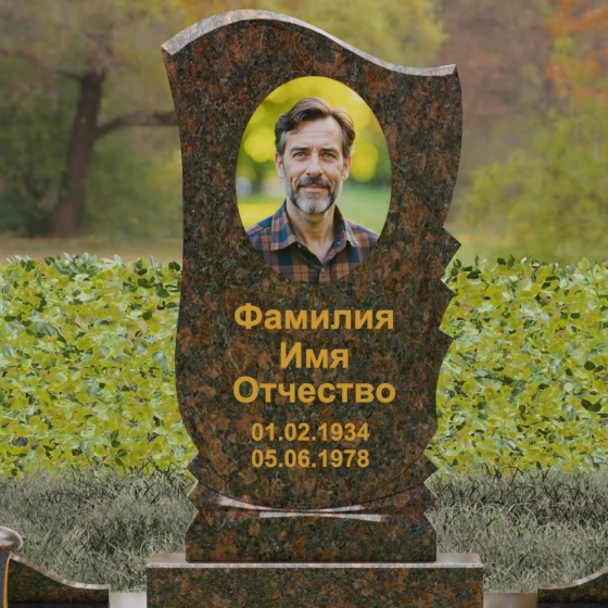 Вертикальный гранитный памятник в Воронеже, гранит Дымовский