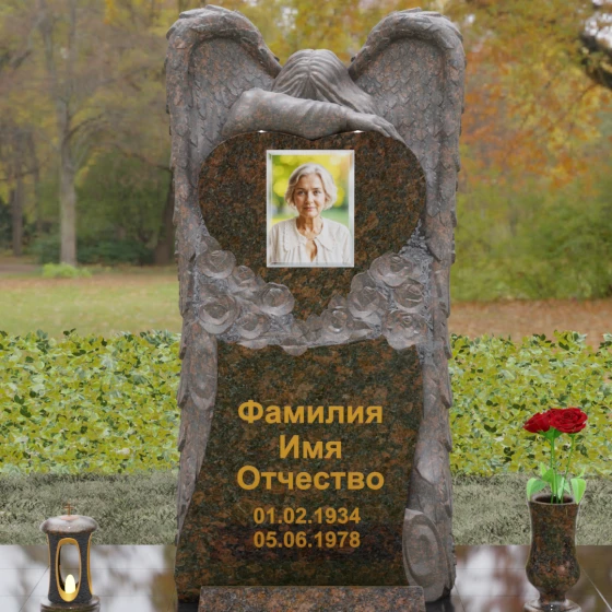 Вертикальный гранитный памятник в Томске, гранит Дымовский