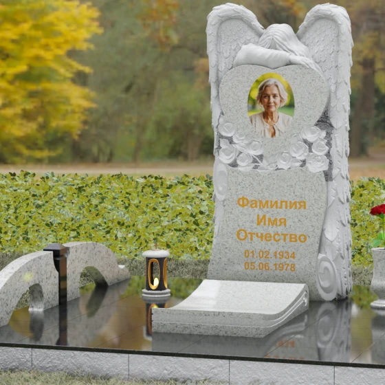 Вертикальный гранитный памятник в Томске, гранит Мансуровский, вид 4