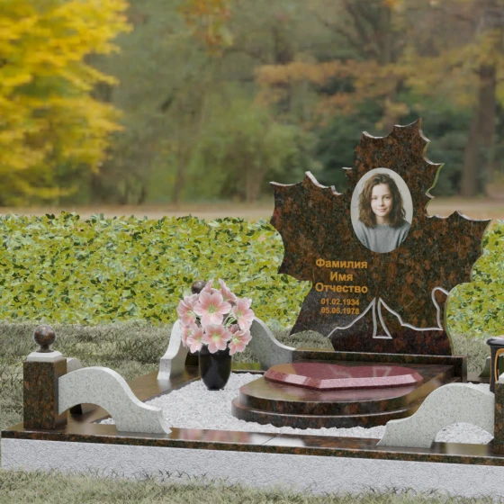 Гранитный вертикальный памятник для одного в Ставрополе, гранит Дымовский