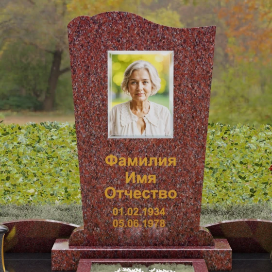 Вертикальный гранитный памятник светский в Перми, гранит Лезниковский